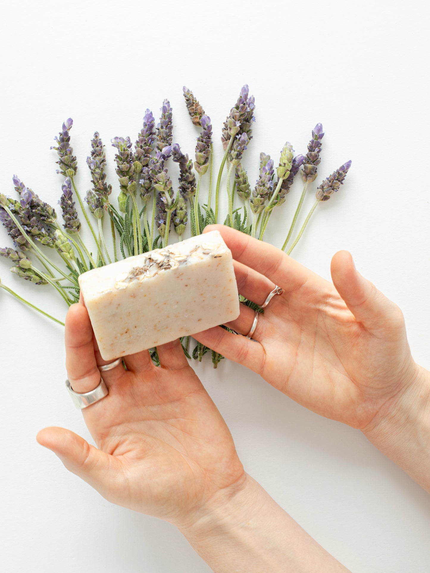 Lavender Goat Milk Olive Oil Soap, Natural Ingredients, No Chemicals, Transformative & Restorative, Exfoliates Fine Lines & Brightens Skin Tone, Good for your skin & the environment, Made by hand in small batches in the USA.