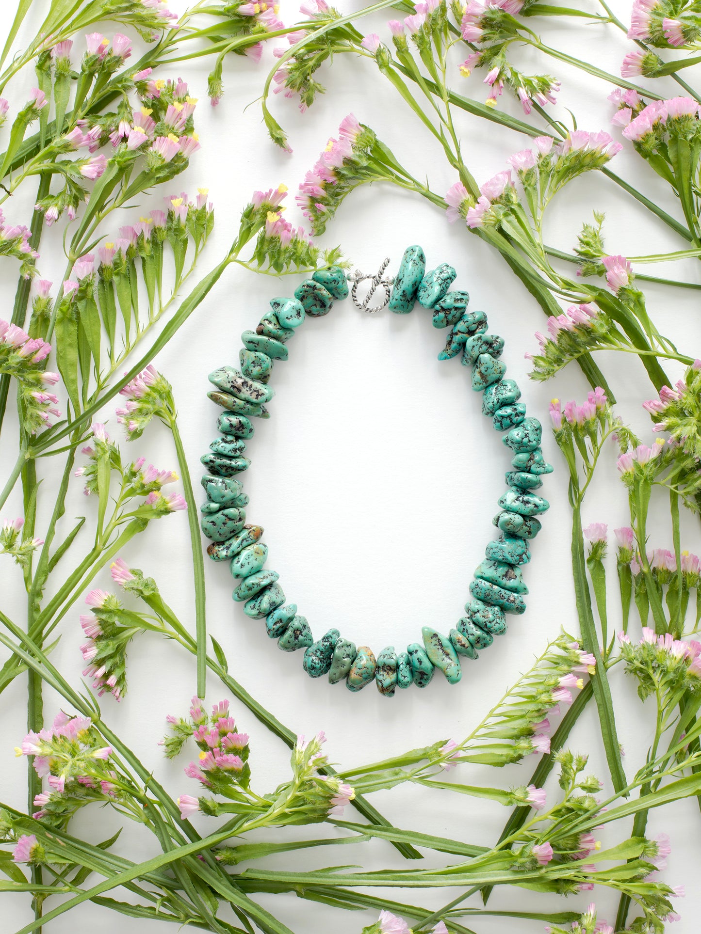 One-of-a-kind natural Turquoise stone designer bracelet with sterling silver hardware, designed & handmade in California.
