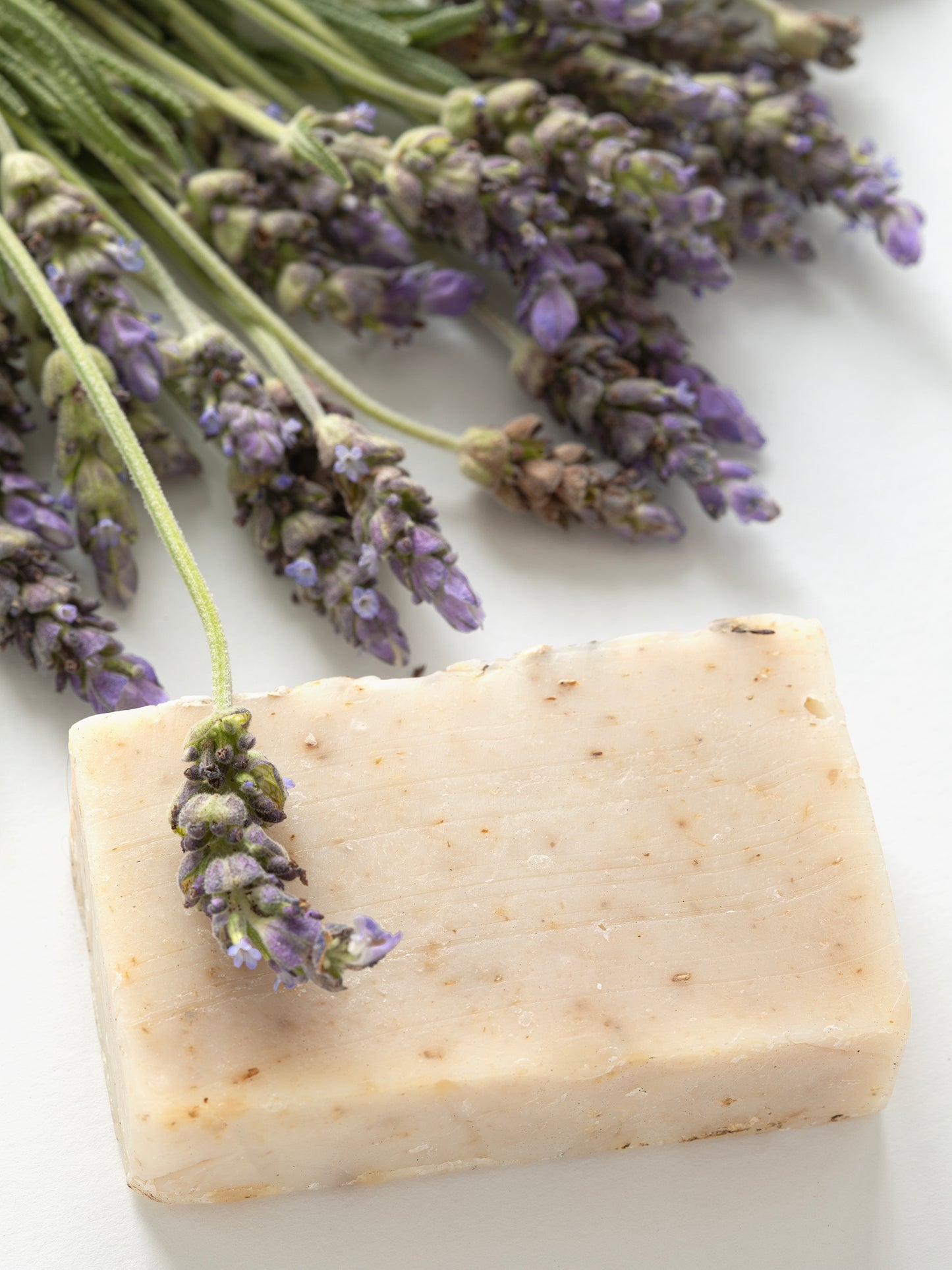 Lavender Goat Milk Olive Oil Soap, Natural Ingredients, No Chemicals, Transformative & Restorative, Exfoliates Fine Lines & Brightens Skin Tone, Good for your skin & the environment, Made by hand in small batches in the USA.