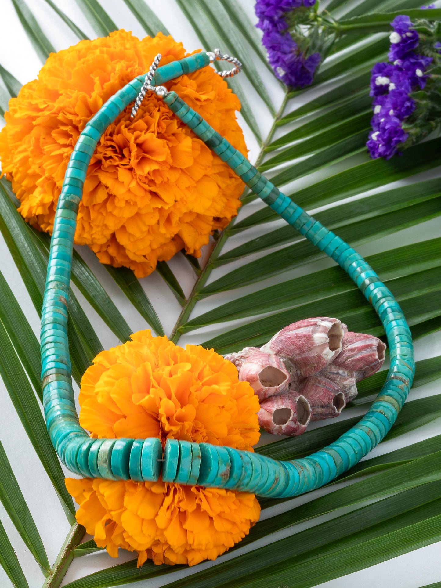 One-of-a-kind natural Turquoise stone designer bracelet with sterling silver hardware, designed & handmade in California.