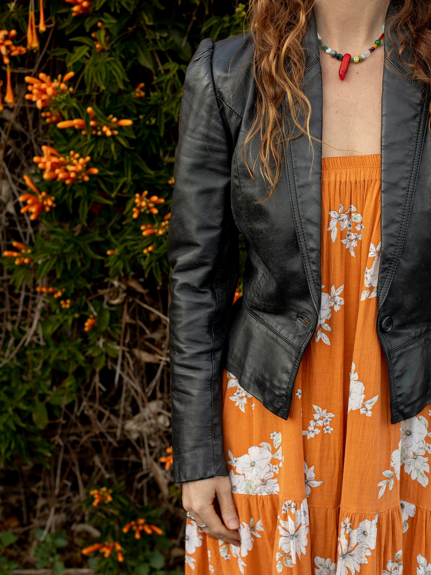 Vintage Fitted Black Leather Blazer-style Jacket (1980s)