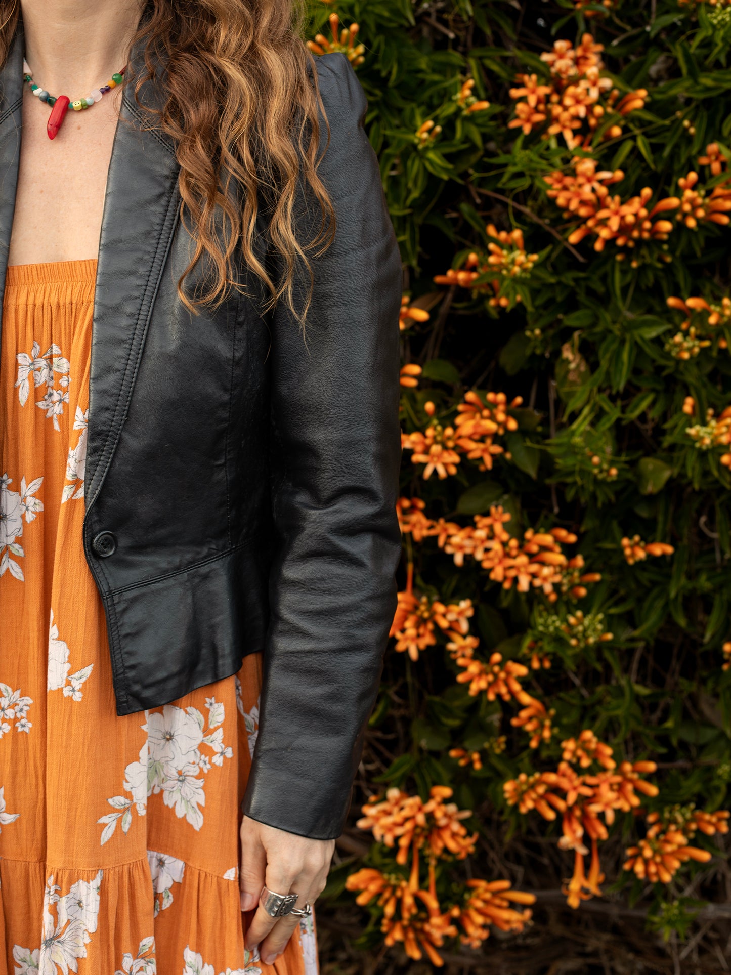 Vintage Fitted Black Leather Blazer-style Jacket (1980s)