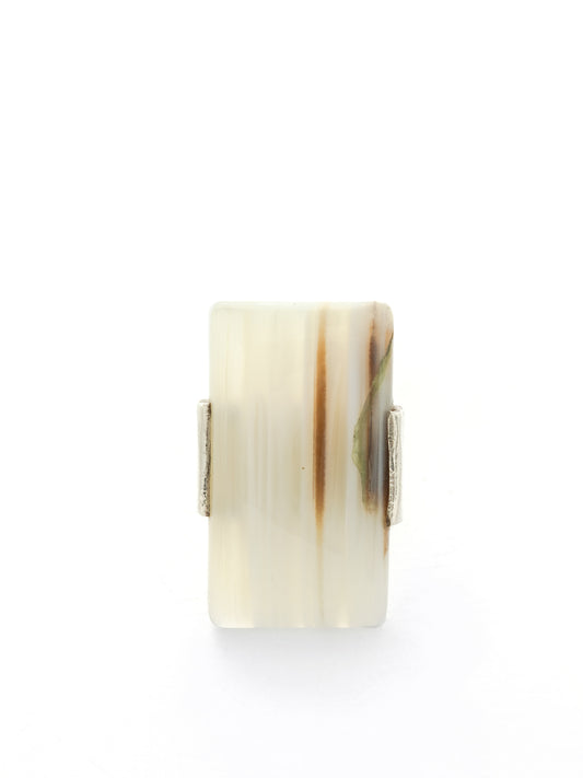White Banded Agate Modern Sterling Silver Ring