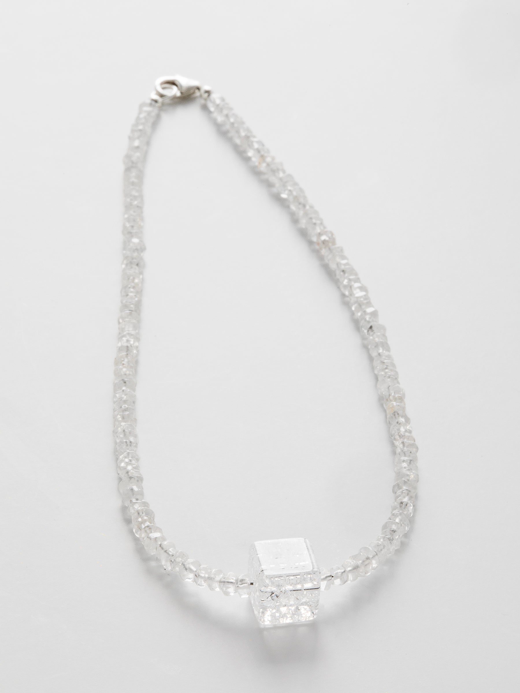 One-of-a-kind natural Quartz crystal designer necklace with sterling silver hardware, designed & handmade in California.