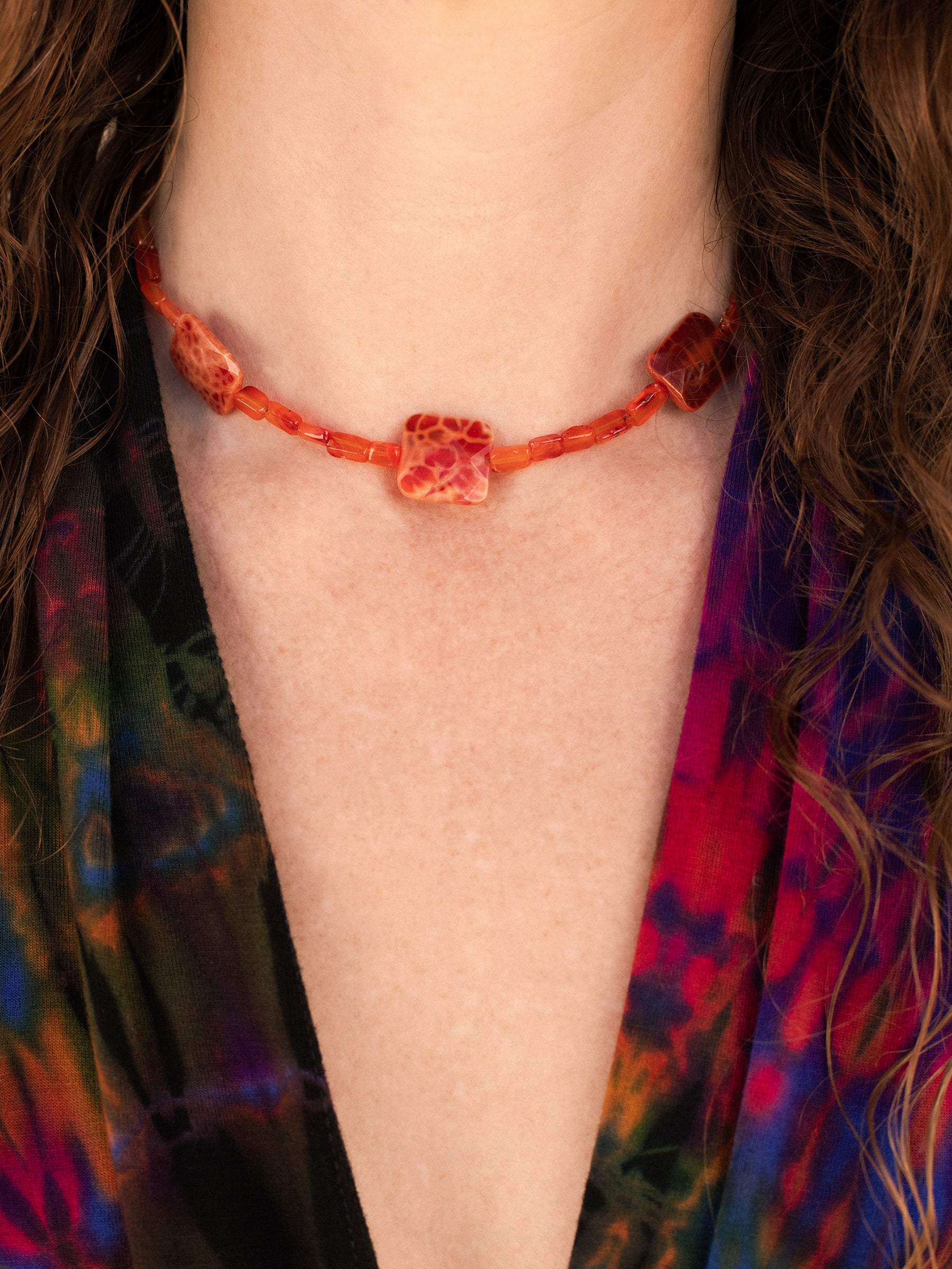 One-of-a-kind natural crystal designer bracelet with sterling silver hardware, designed & handmade in California. Crystals include Carnelian & Fire Agate.