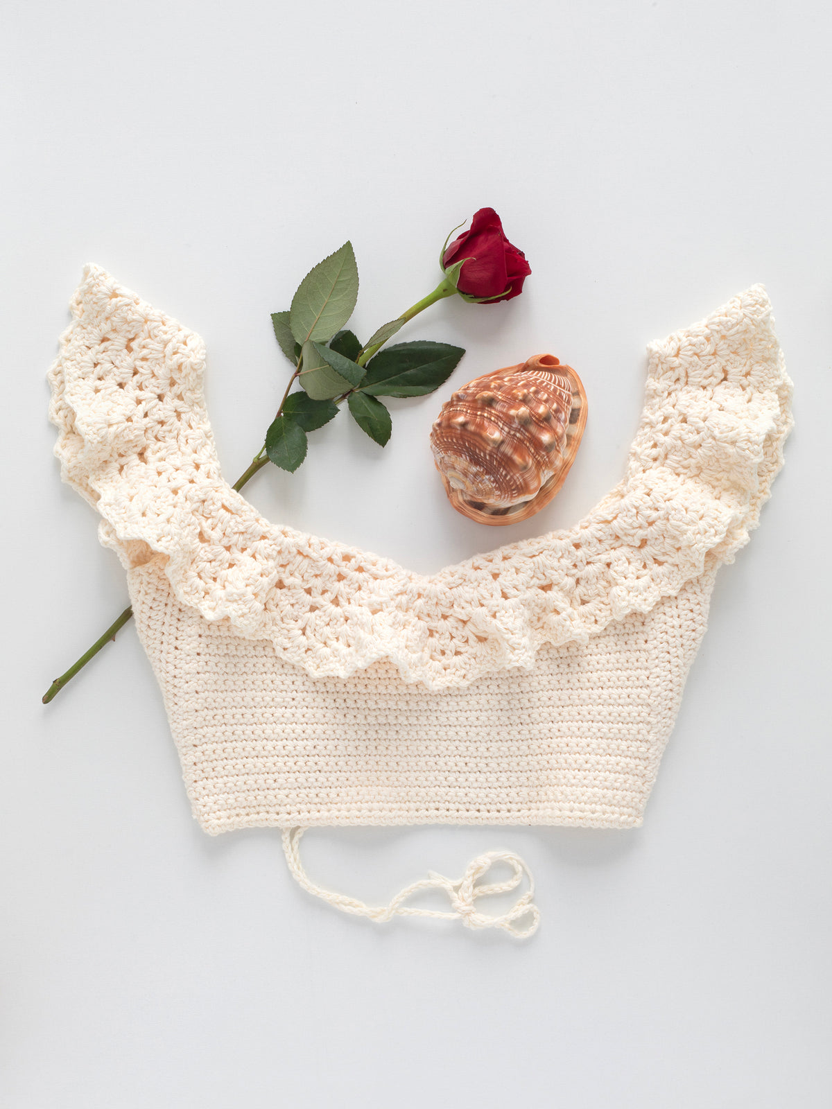 Cream Organic Cotton Crochet Crop Top