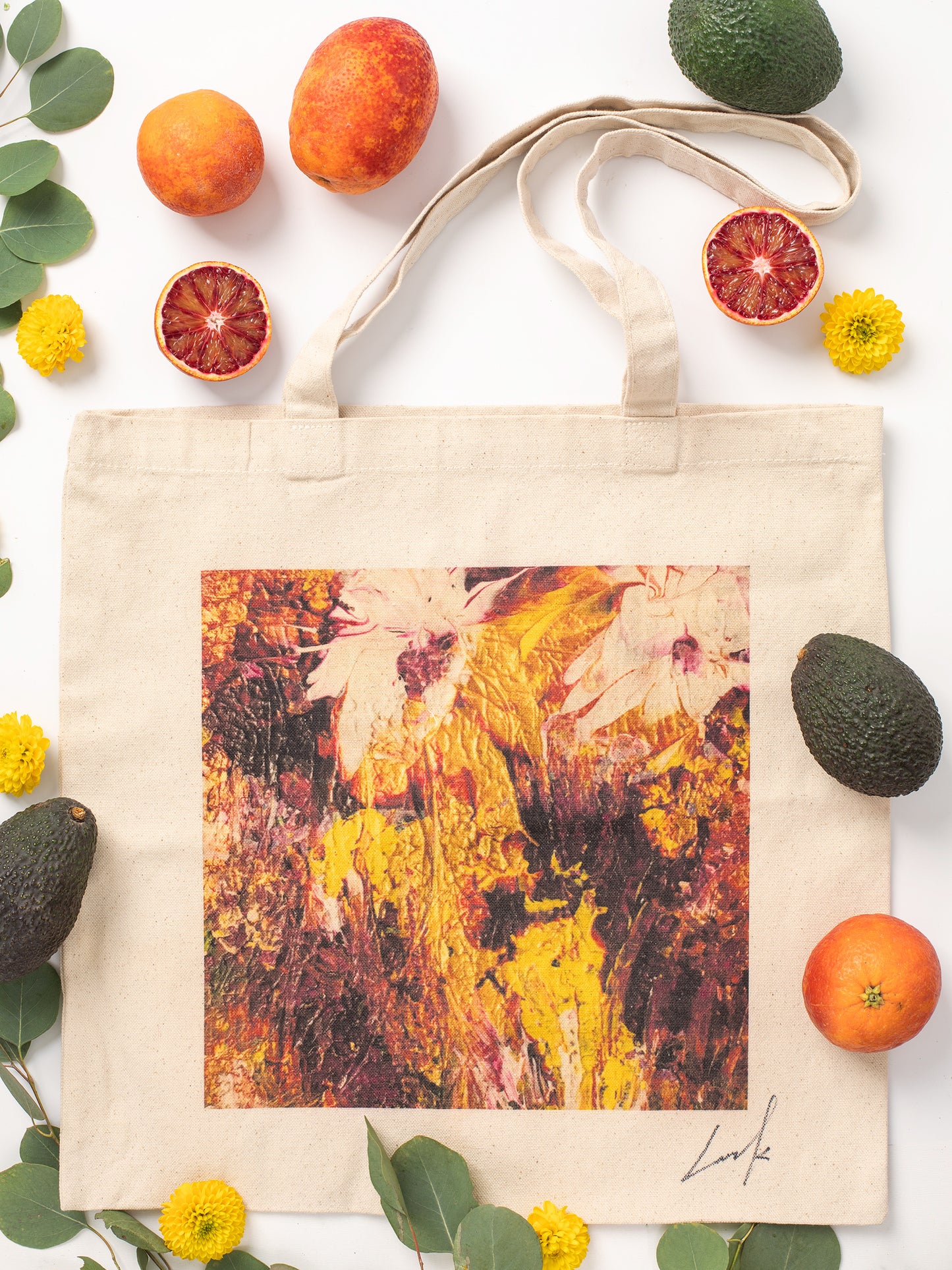 Psychedelic Floral Painting Tote Bag.