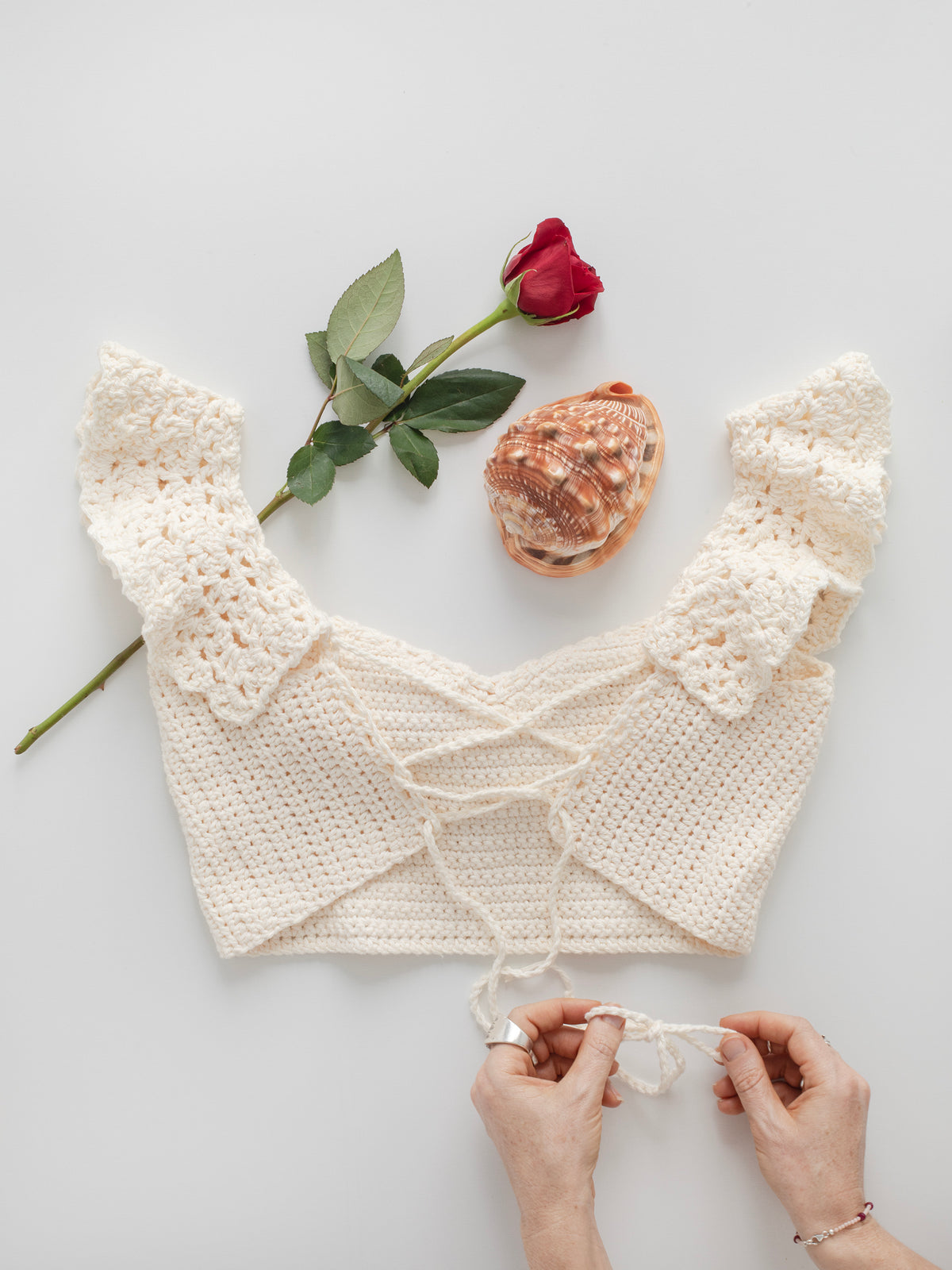 Cream Organic Cotton Crochet Crop Top