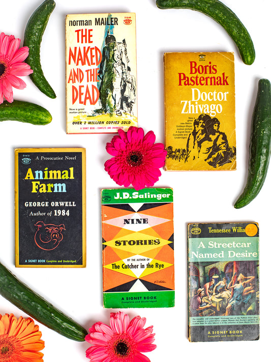 Vintage Paperback Classic Books: Animal Farm, Doctor Zhivago, The Naked & The Dead, Nine Stories, A Streetcar Named Desire