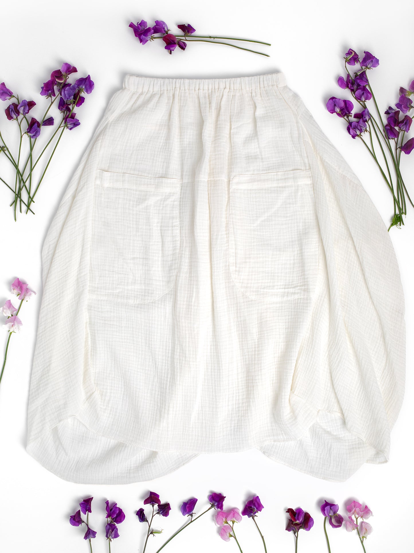 Women's Fashion: Fun Skirt in Sustainable Organic Cotton XS-XL, Swingy with a mini train in the back for that Vintage Divine Goddess Natural Mermaid vibe, wear for Fun Times at the beach, in the woods, at brunch, on vacation, for travel, events, weddings... because it just looks good on everyone!
