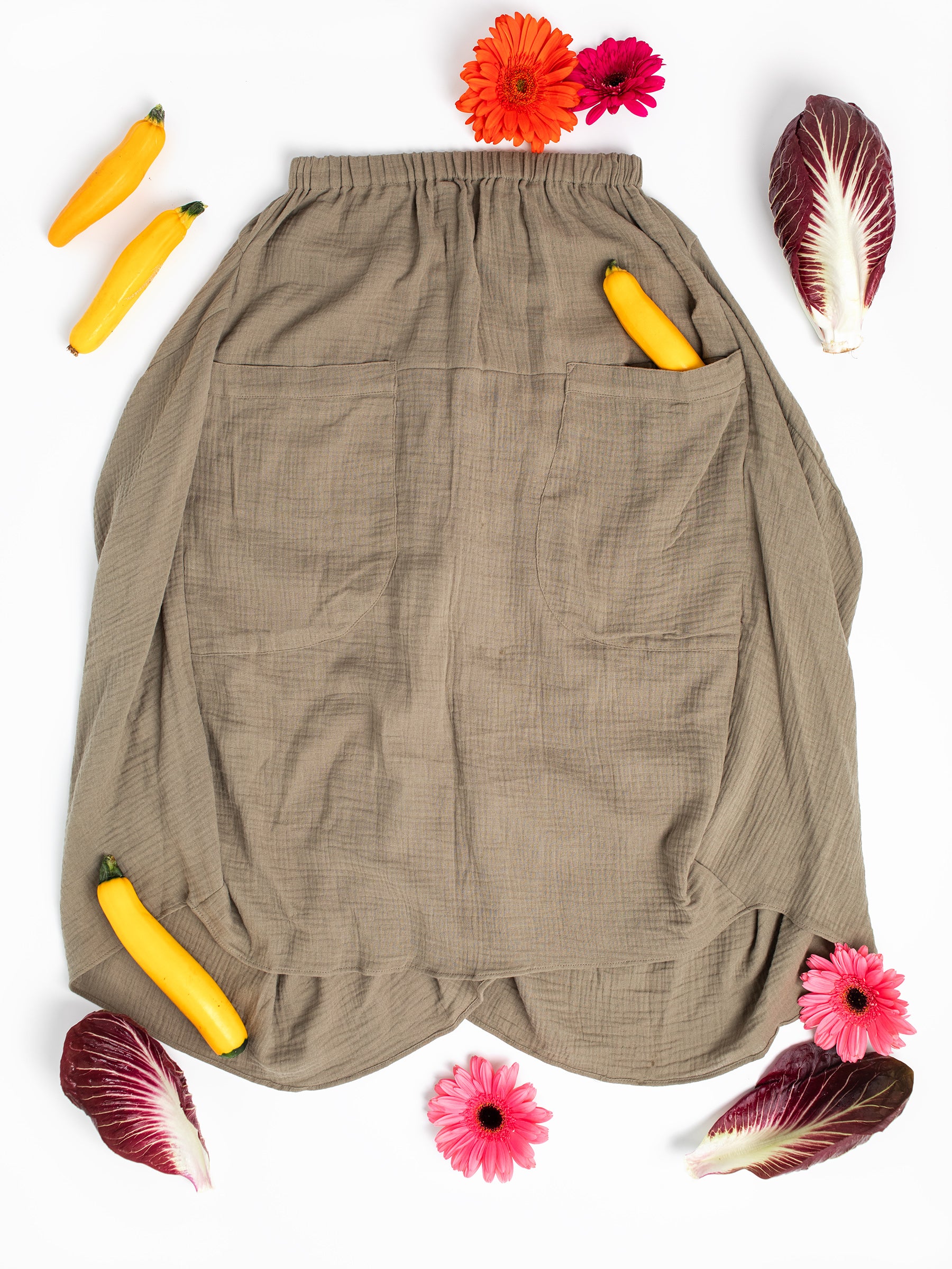 Women's Fashion: Fun Skirt in Sustainable Organic Cotton XS-XL, Swingy with a mini train in the back for that Vintage Divine Goddess Natural Mermaid vibe, wear for Fun Times at the beach, in the woods, at brunch, on vacation, for travel, events, weddings... because it just looks good on everyone!
