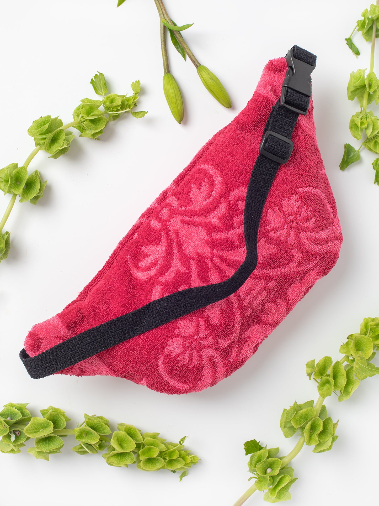 Vintage Pink Deadstock Fleur de Lis Terrycloth Towel Fanny Pack (1970s)