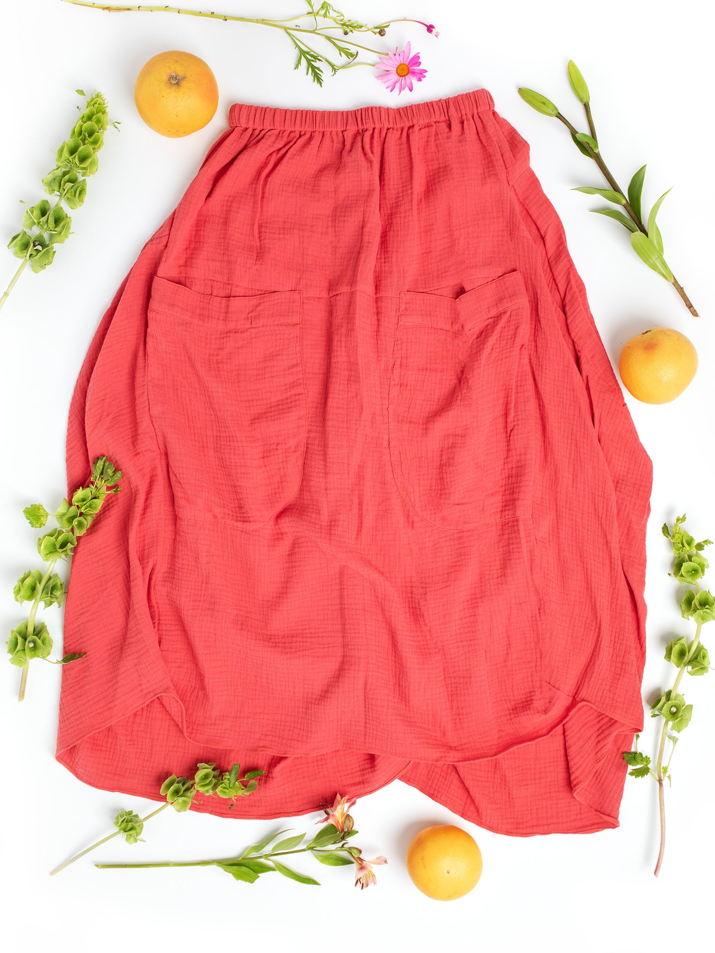 Women's Fashion: Fun Skirt in Sustainable Organic Cotton XS-XL, Swingy with a mini train in the back for that Vintage Divine Goddess Natural Mermaid vibe, wear for Fun Times at the beach, in the woods, at brunch, on vacation, for travel, events, weddings... because it just looks good on everyone!