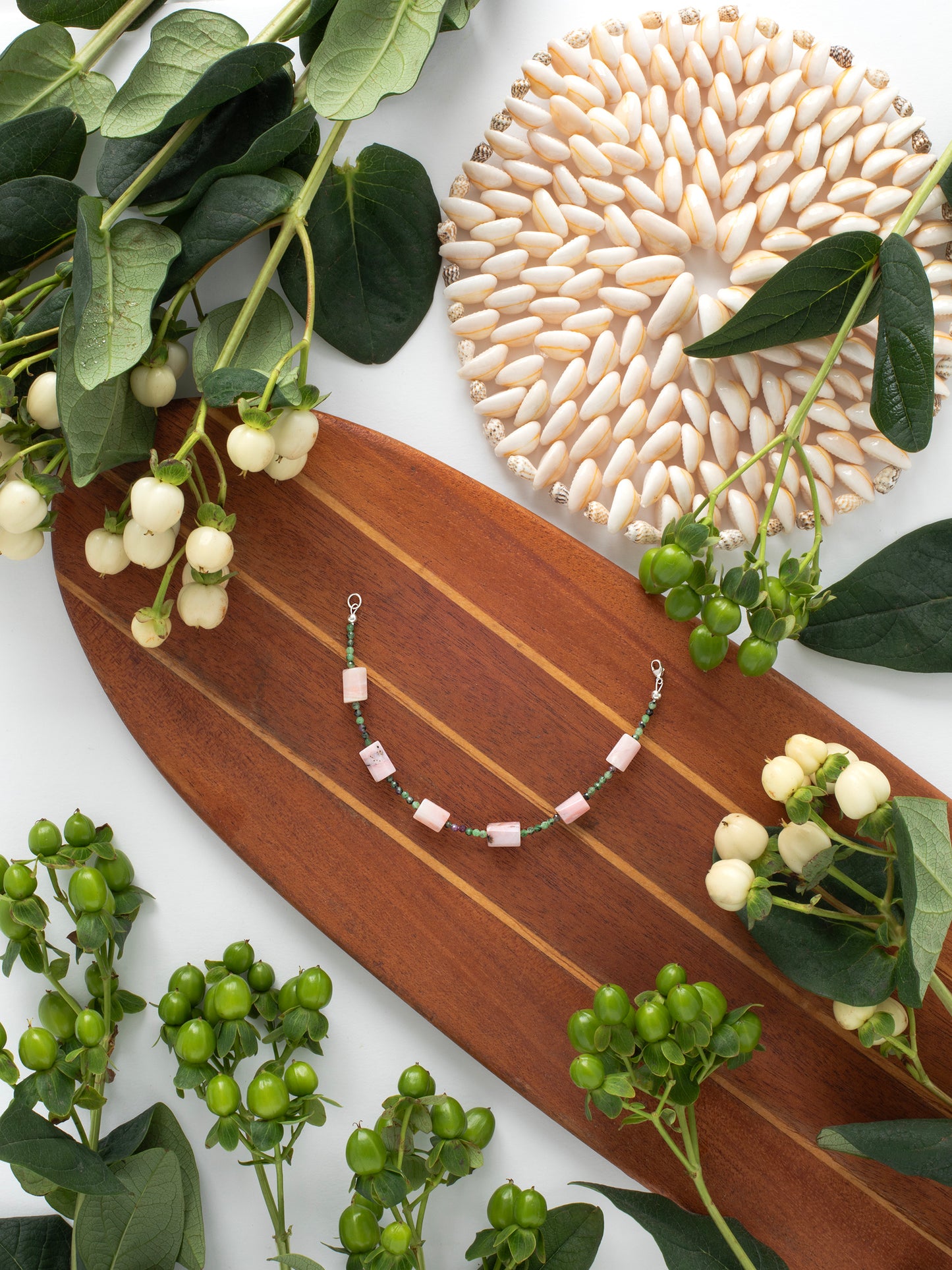 One-of-a-kind natural Rhodochrosite & Ruby Zoasite crystal designer bracelet with sterling silver hardware, designed & handmade in California.