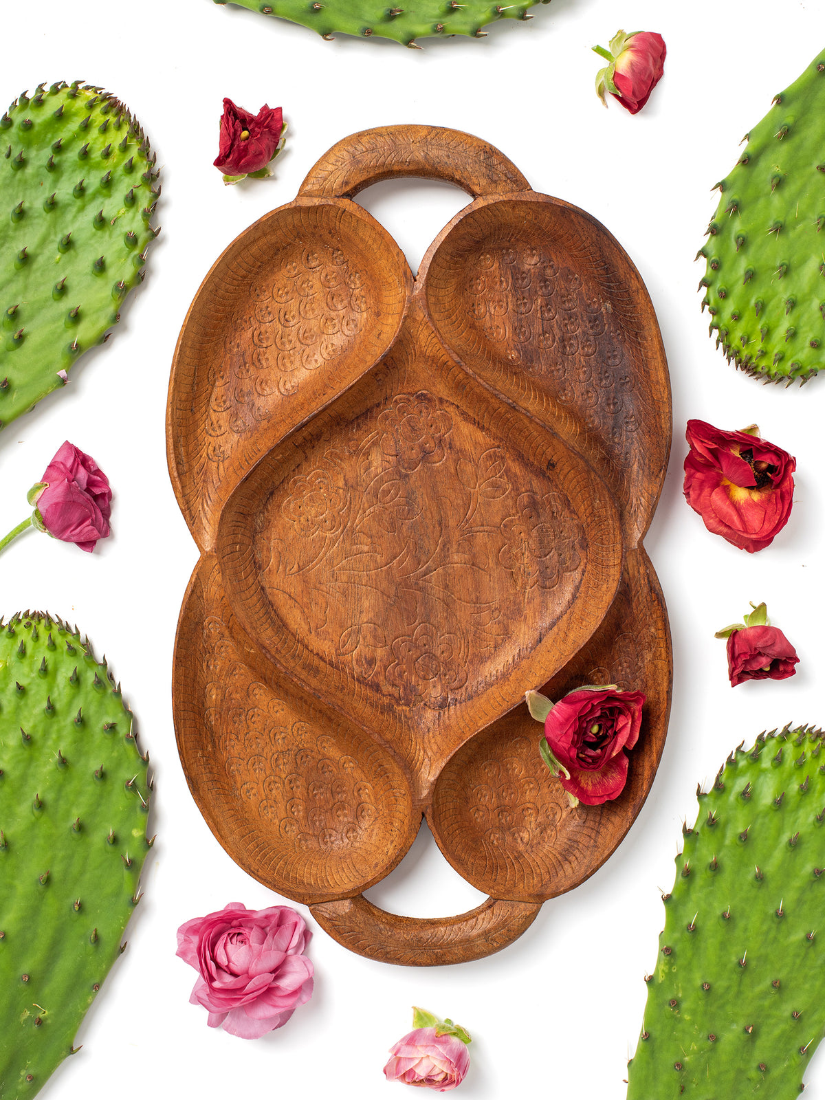 Vintage Hand-Carved Wooden Tray (1970s)