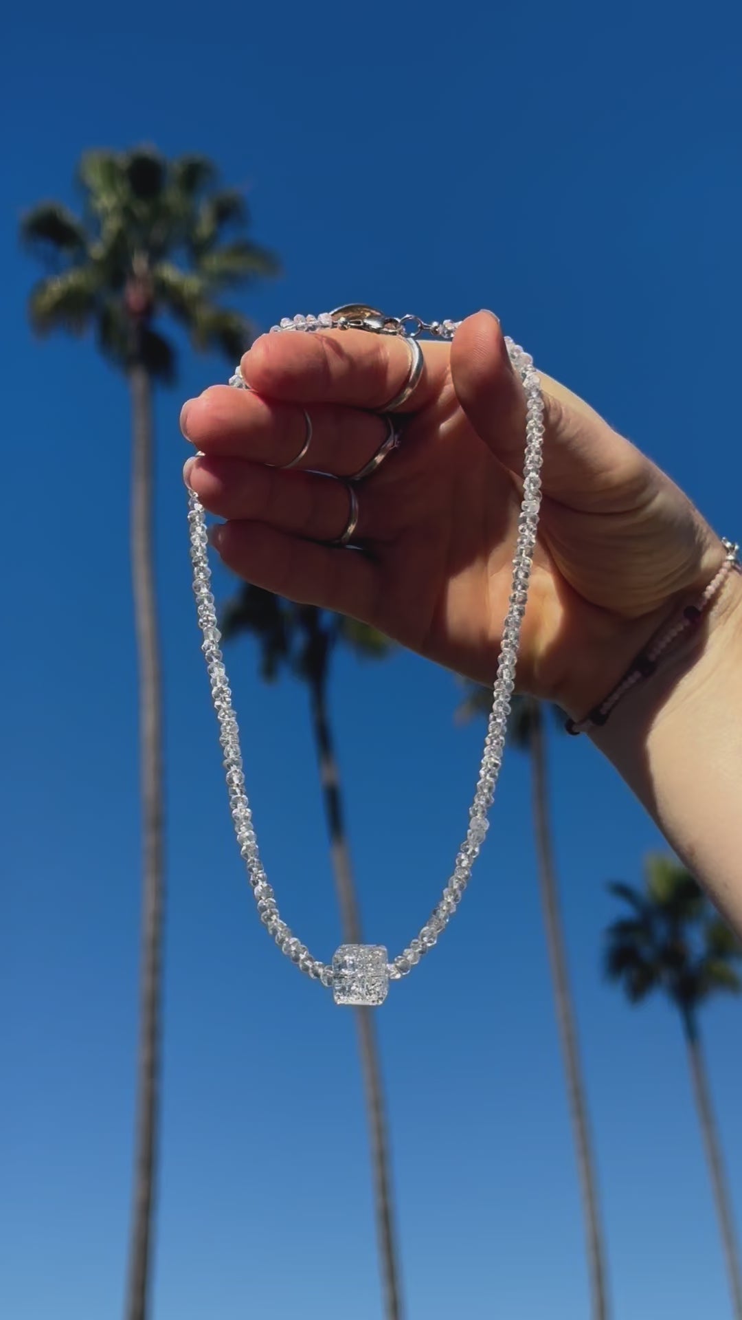 One-of-a-kind natural Quartz crystal designer necklace with sterling silver hardware, designed & handmade in California.