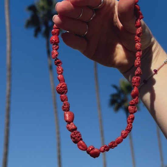 One-of-a-kind natural stone designer bracelet with sterling silver hardware, designed & handmade in California. Stones are Antique Mediterranean Red Coral.